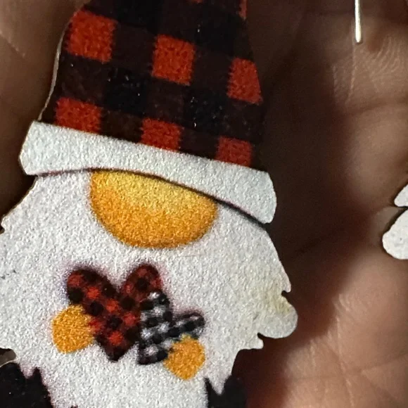 Charming Gnome Plaid Earrings - Picture 3 of 7